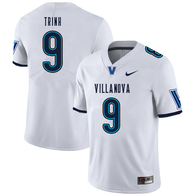 Men #9 Ty Trinh Villanova Wildcats College Football Jerseys Sale-White - Click Image to Close